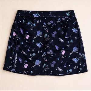 RLX Ralph Lauren Golf Skort Navy Print Athletic Skirt Tennis Pockets Stretch